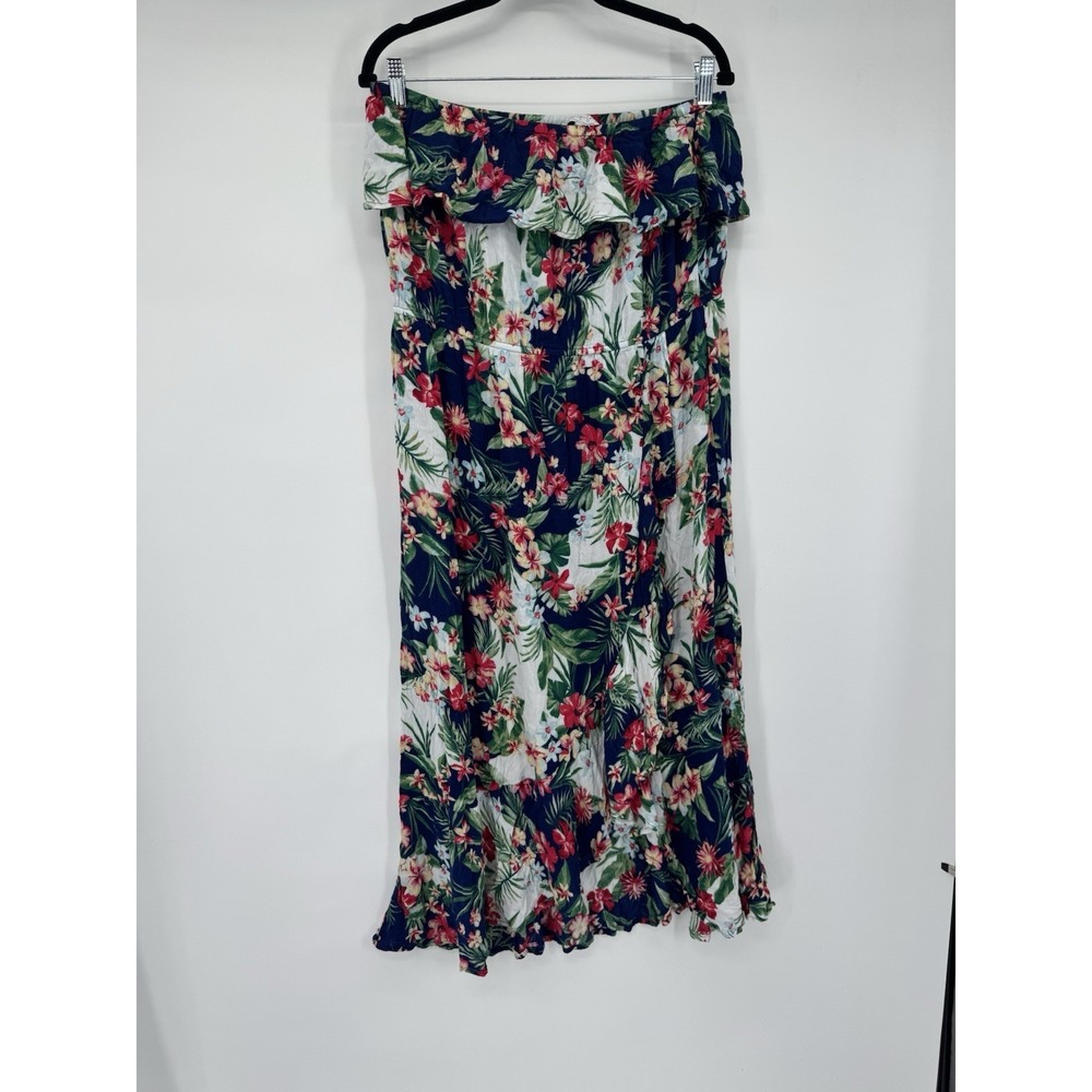 Sofia Vergara XL Strapless Maxi Dress Ruffle tropical vacation resort beach - Picture 6 of 12
